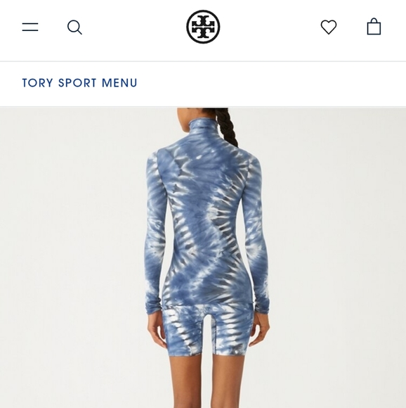 TORY BURCH SPORT TIE-DYE TISSUE-SEAMLESS LONG-SLEEVE MOCK-NECK - Picture 2 of 7